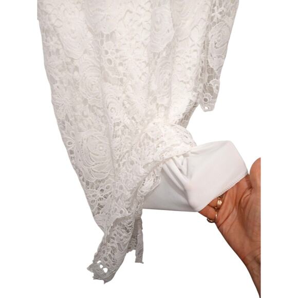 Wedding Dress Sz M Lined Simple Courthouse Elegant Rose Lace Long Sleeve Lined - Picture 9 of 16